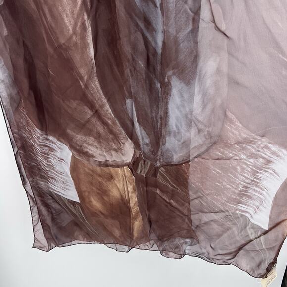 Eskandar 100% Silk Brown Ficus Elasticus Georgette Scarf - Picture 3 of 10